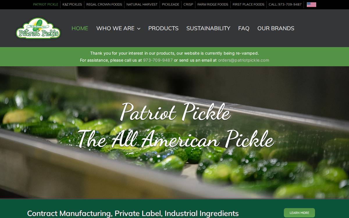 Patriot Pickle website preview