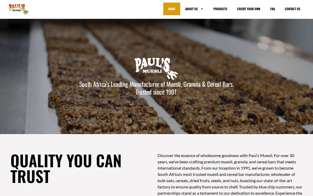 Paulsmuesli website preview