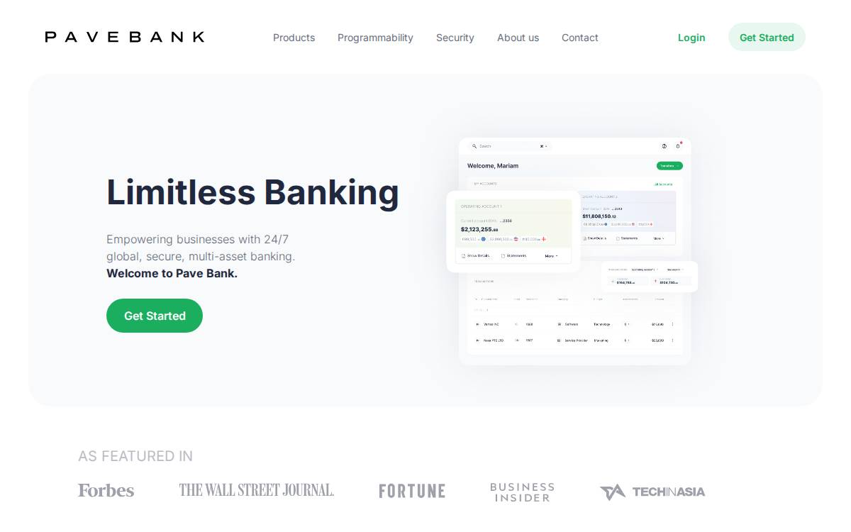 Pave Bank website preview