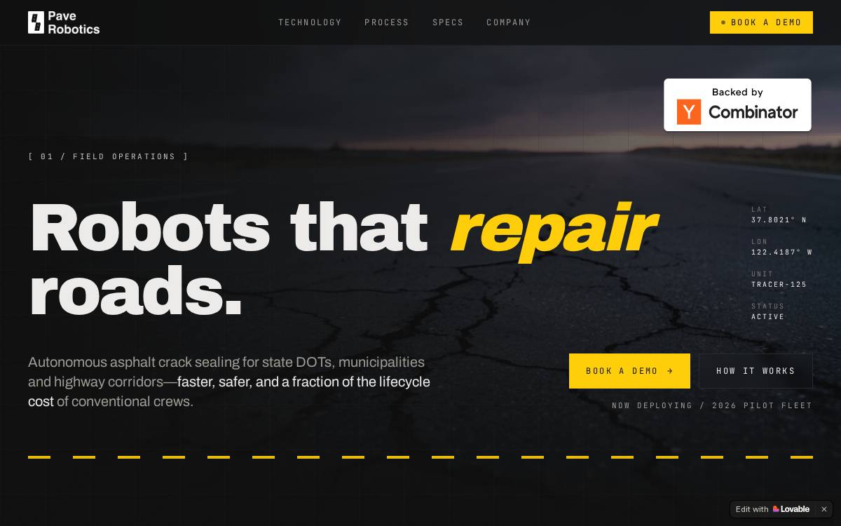 Pave Robotics website preview