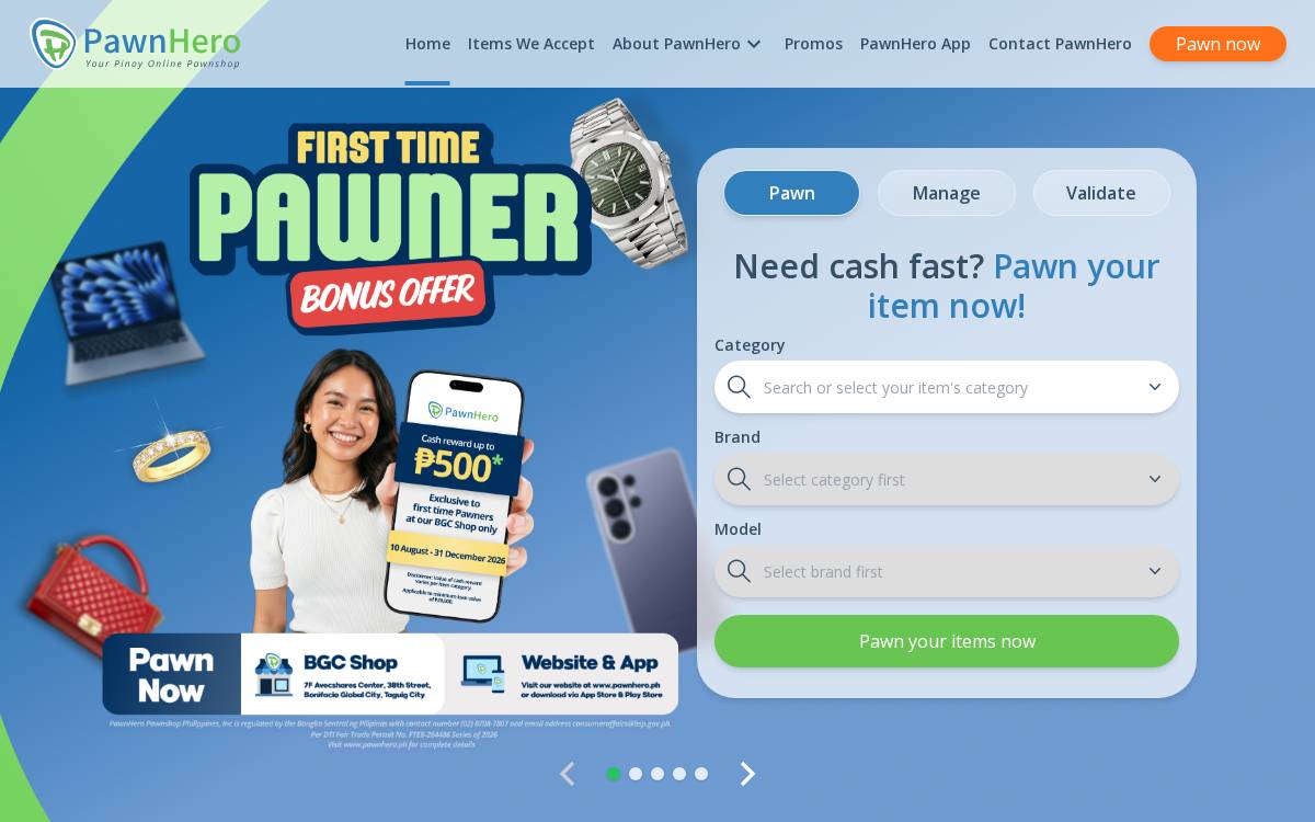 Pawnhero website preview