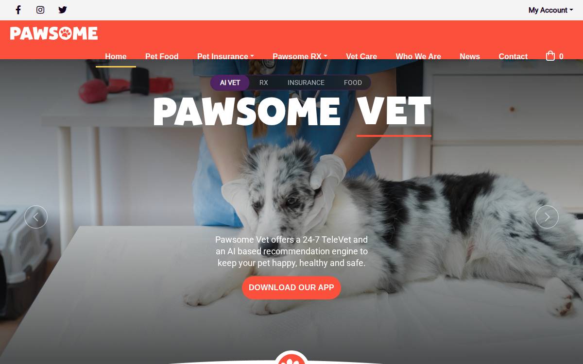 Pawsomepet website preview
