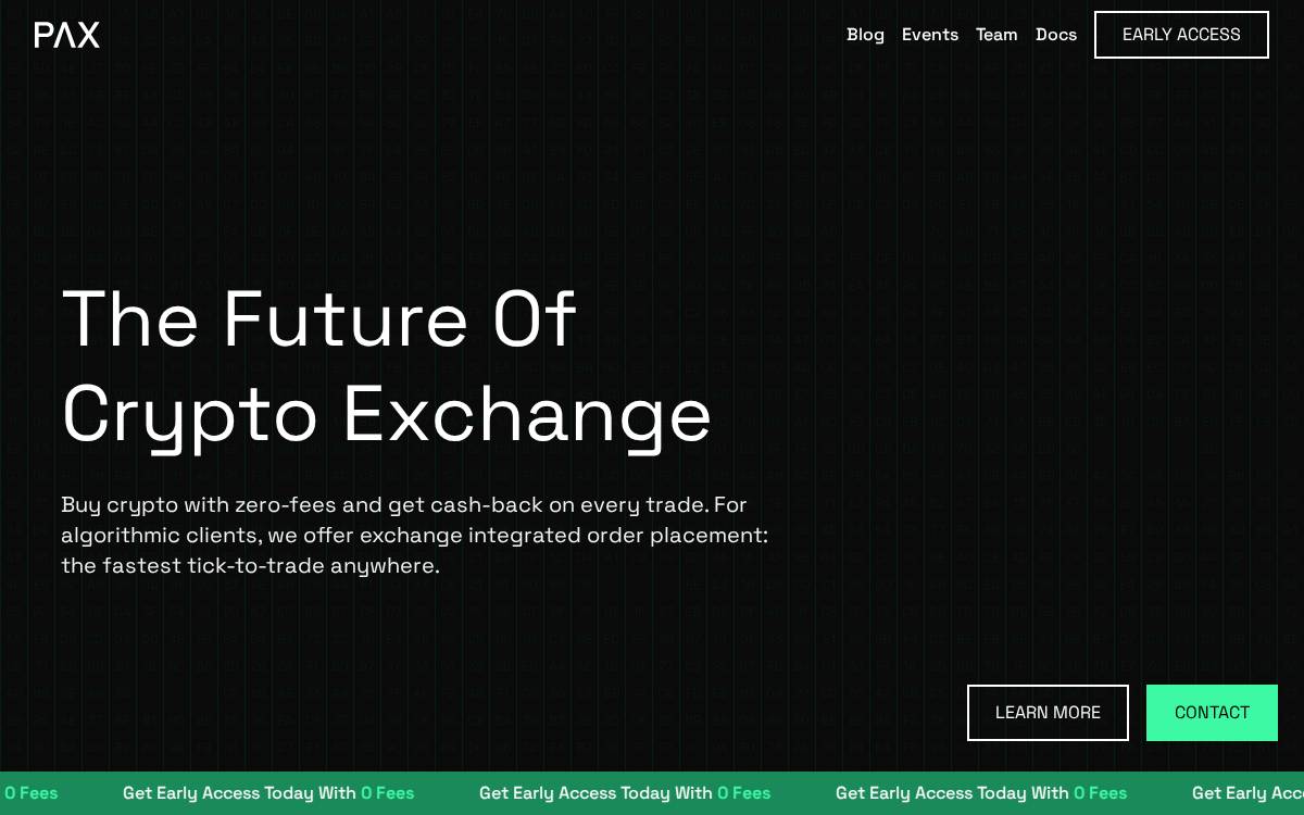 PAX Markets website preview