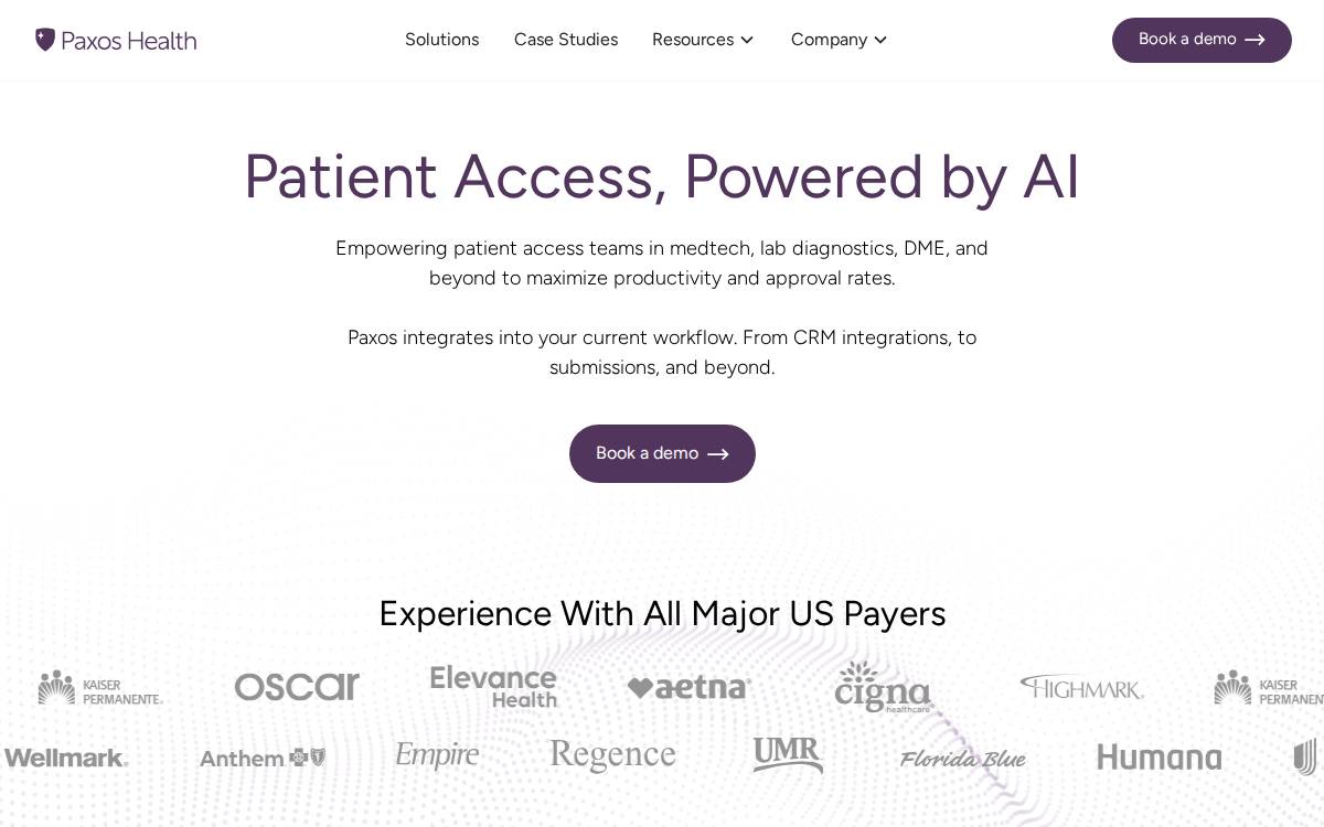 Paxos Health website preview