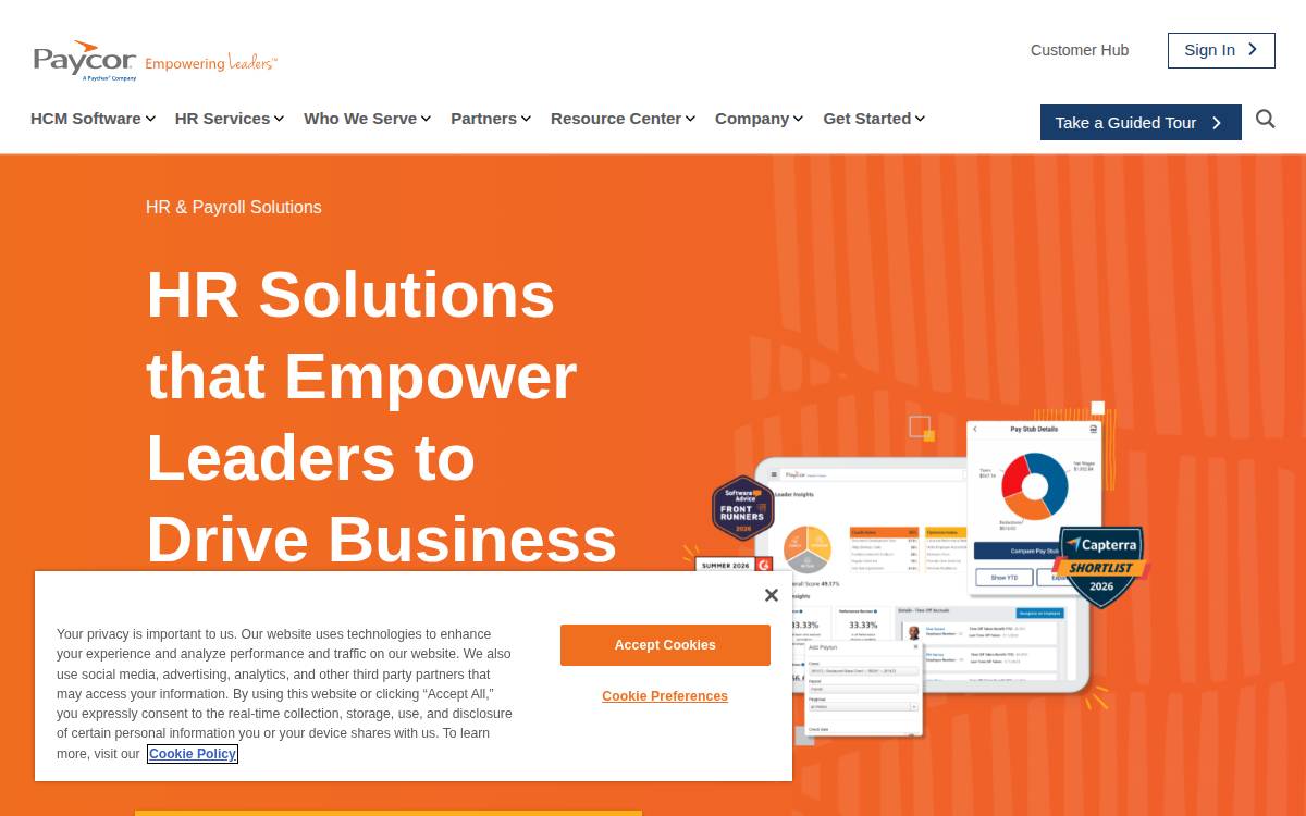 Paycor website preview