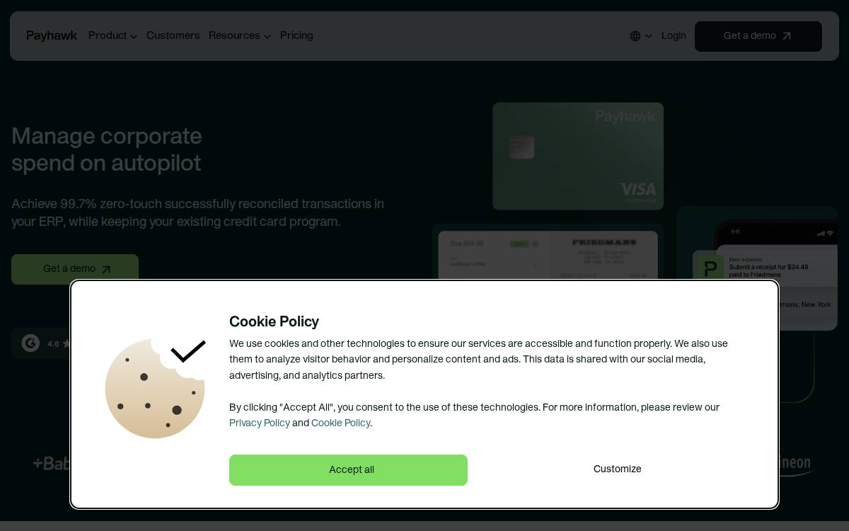 Payhawk website preview