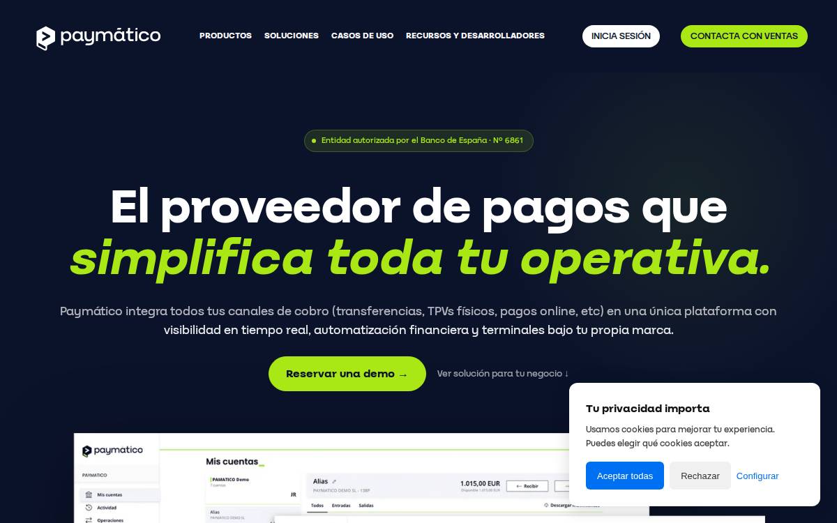 Paymatico website preview