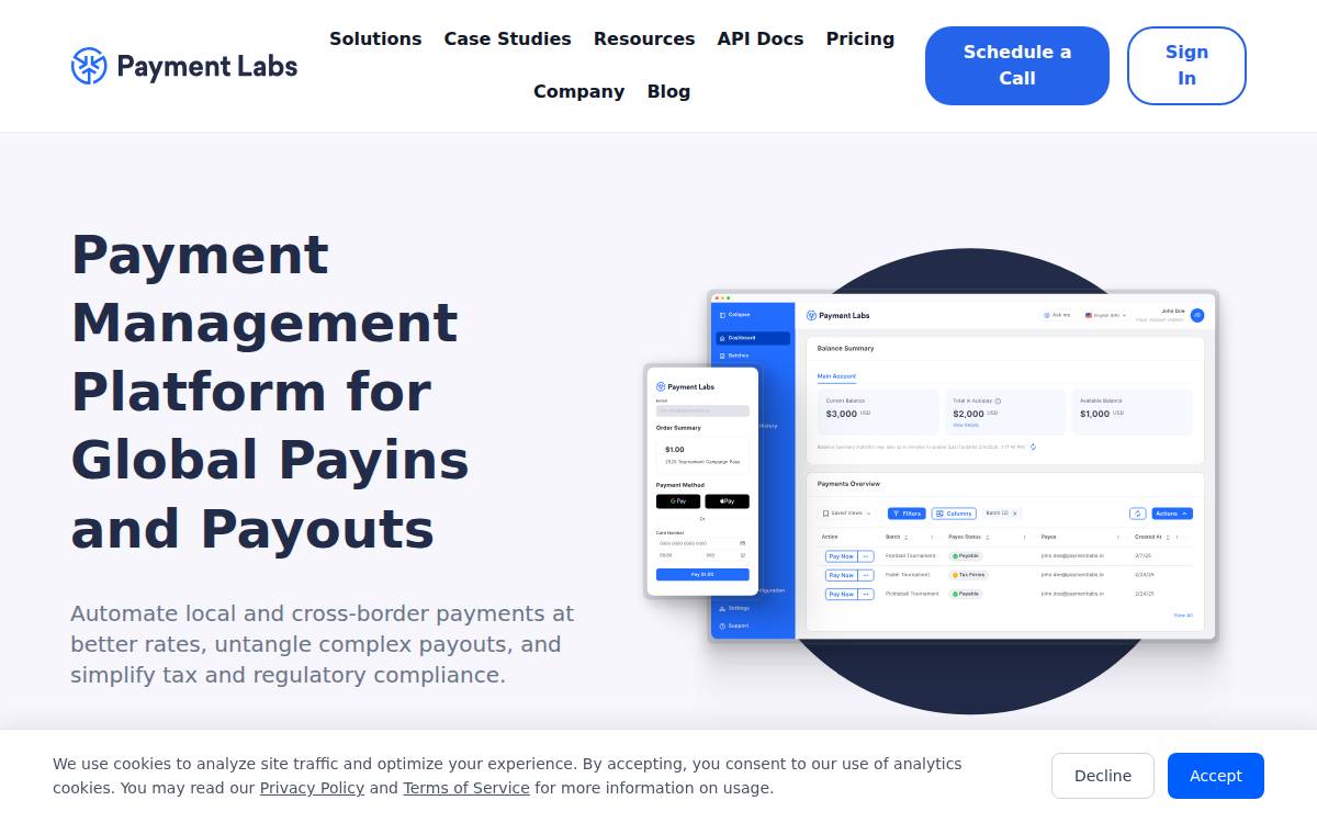 Payment Labs website preview