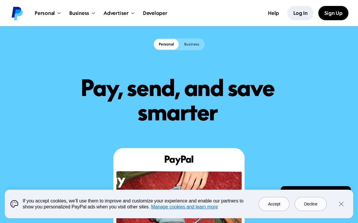PayPal website preview