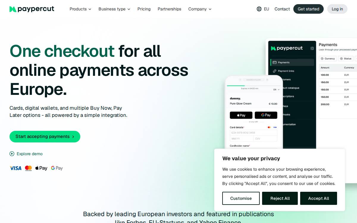 Paypercut website preview