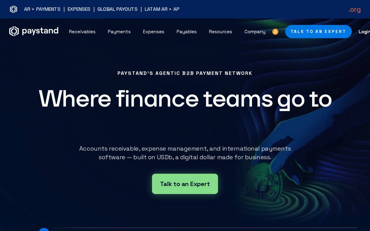 Paystand Blockchain-enabled B2B payment platform website preview