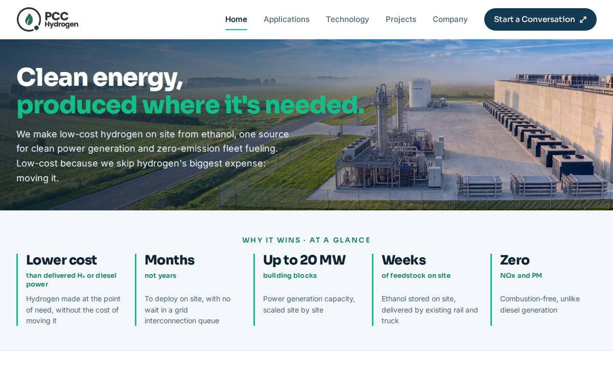 Pcchydrogen website preview