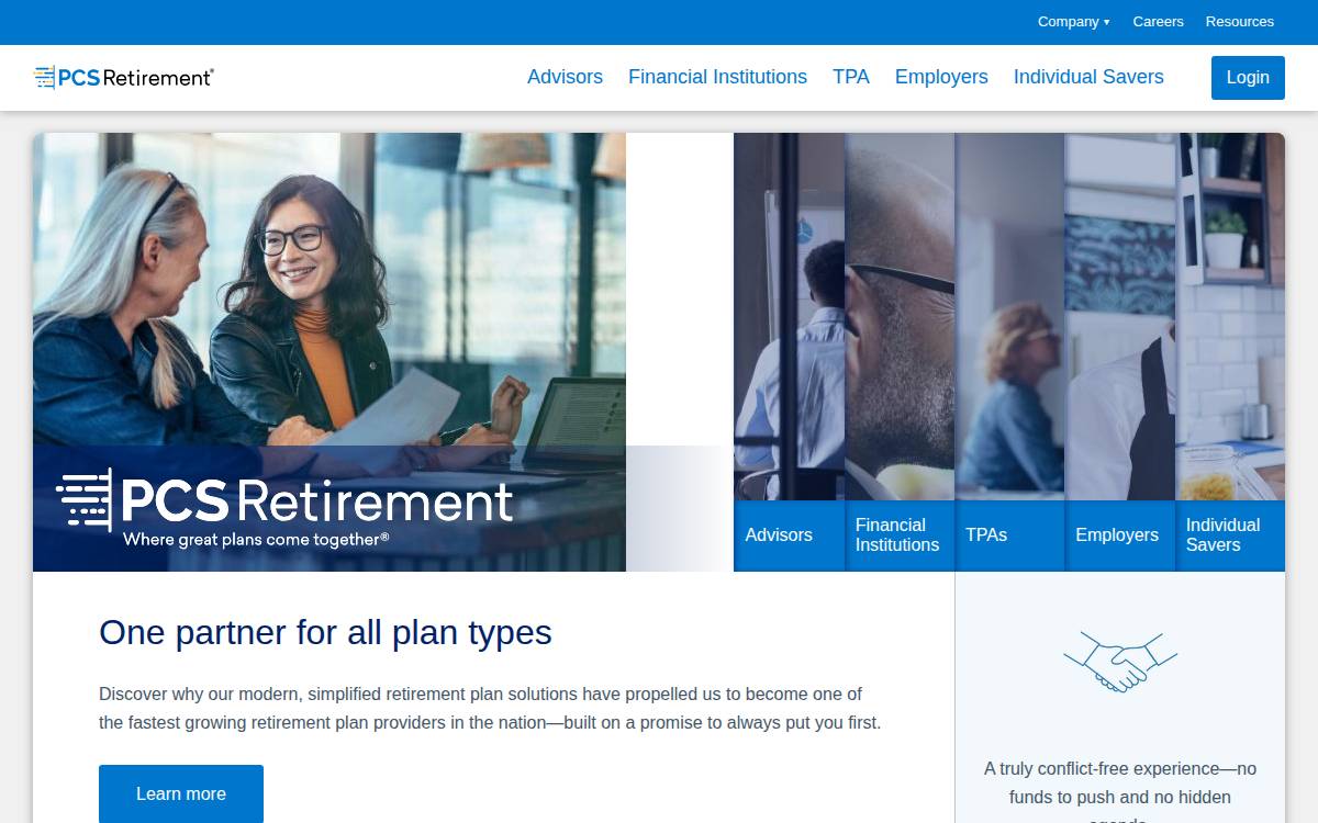 PCS Retirement website preview