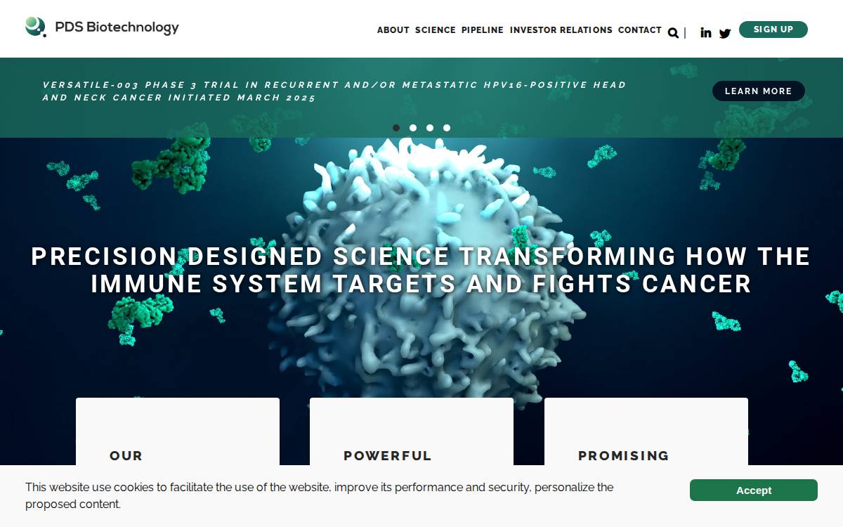 PDS Biotechnology Corp. website preview