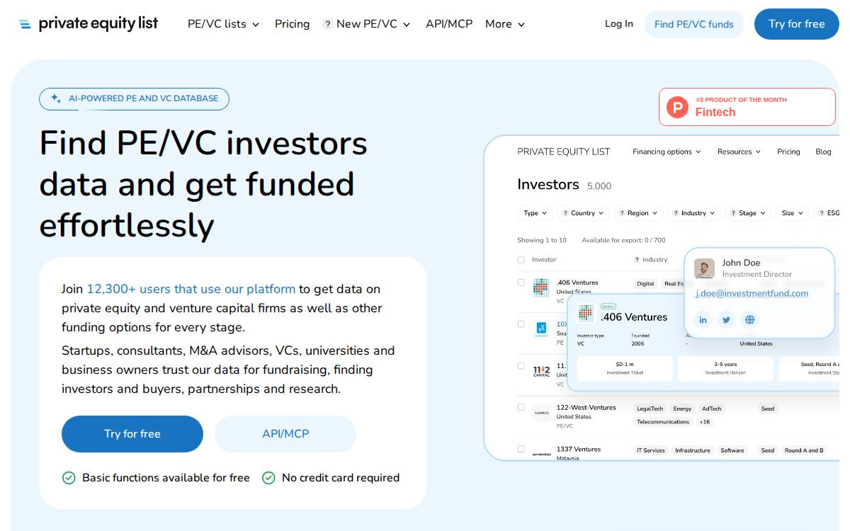 PE List website preview