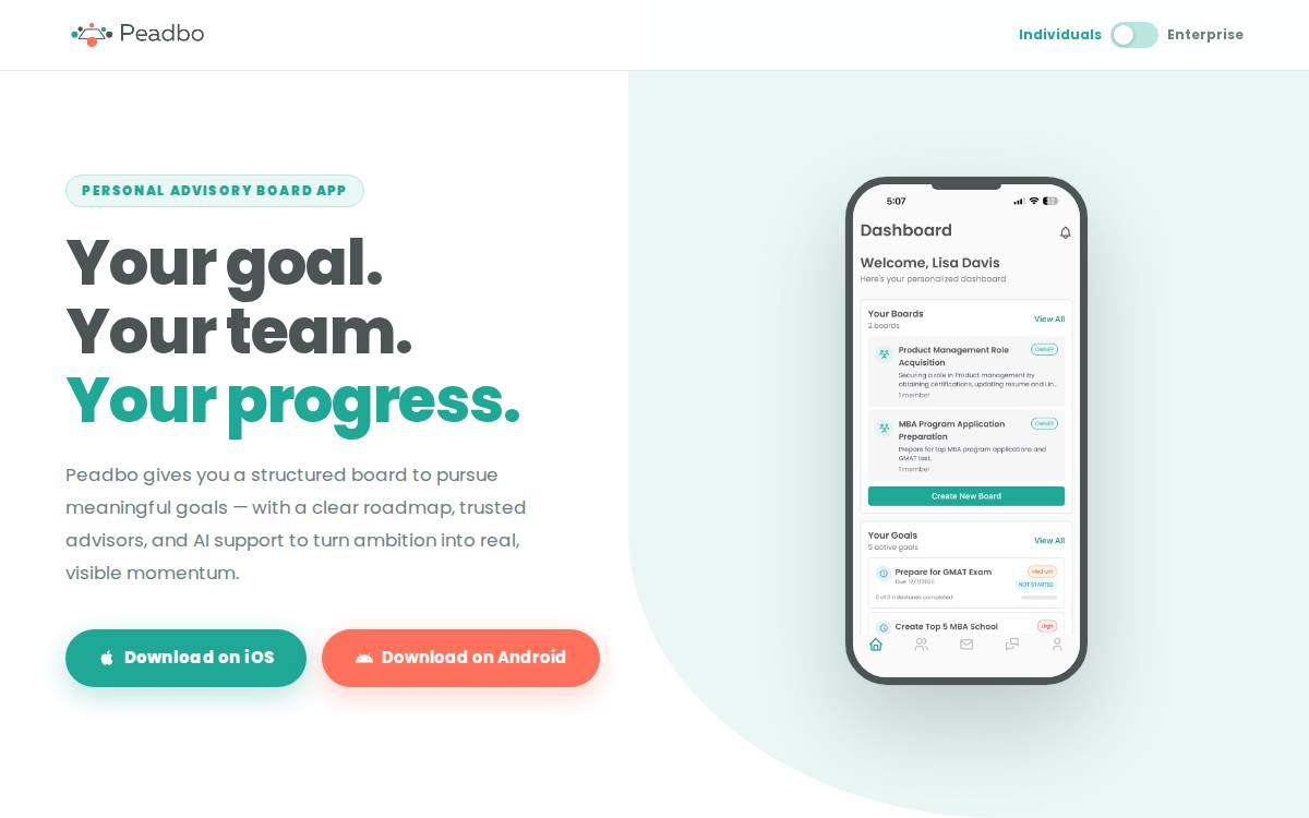 Peadbo website preview