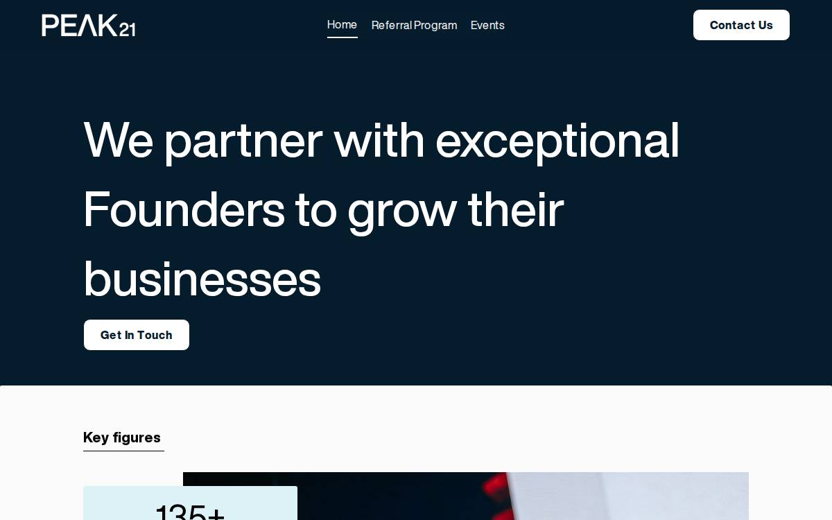 Peak21 website preview