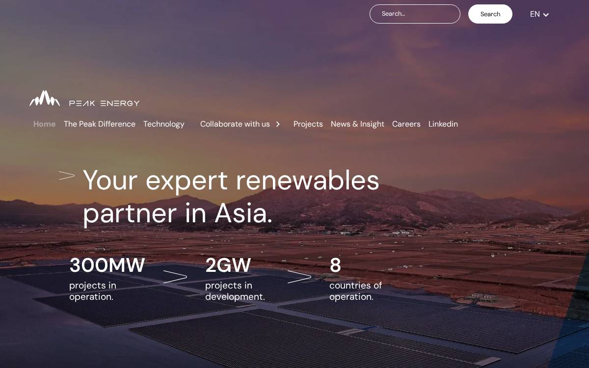 Peak Energy website preview