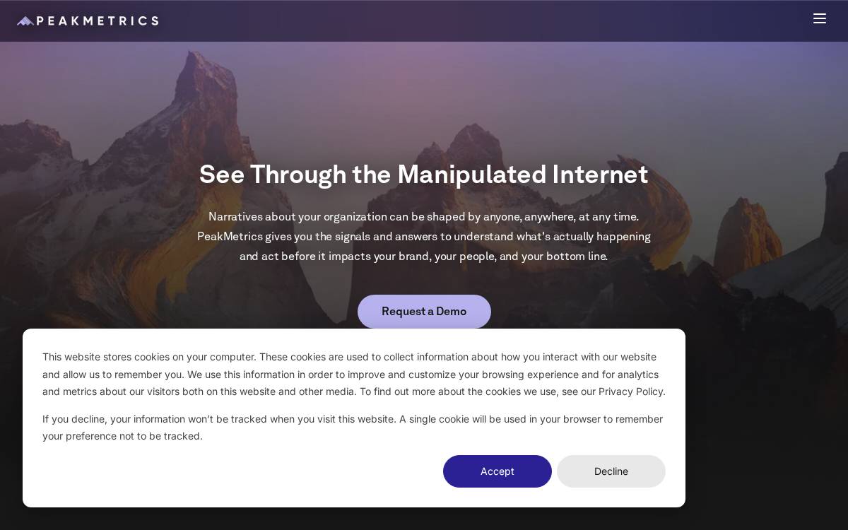 PeakMetrics website preview