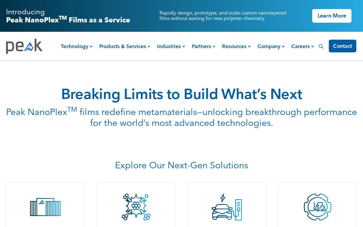 Peaknano website preview
