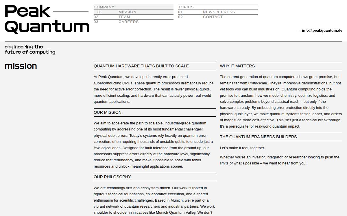 Peakquantum website preview