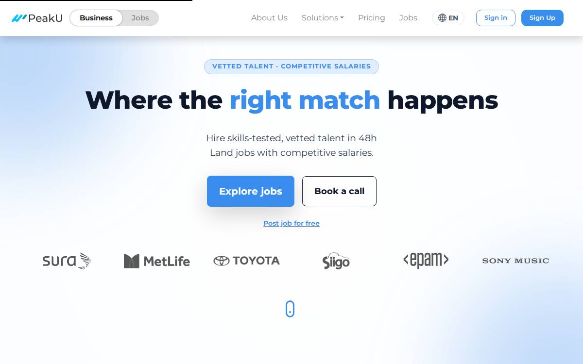 PeakU website preview