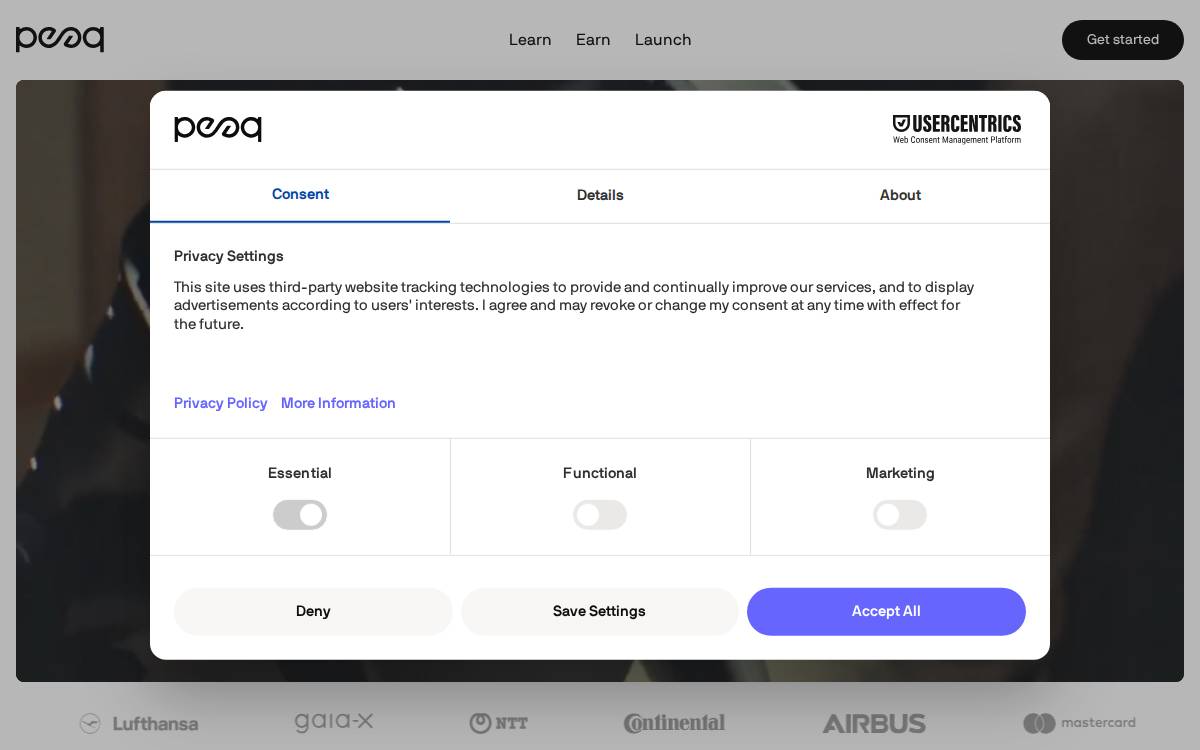 PEAQ Token website preview