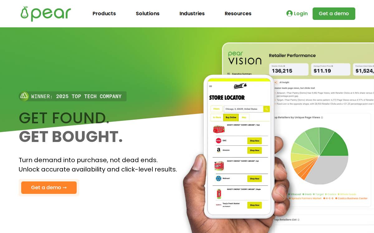 Pear Commerce website preview