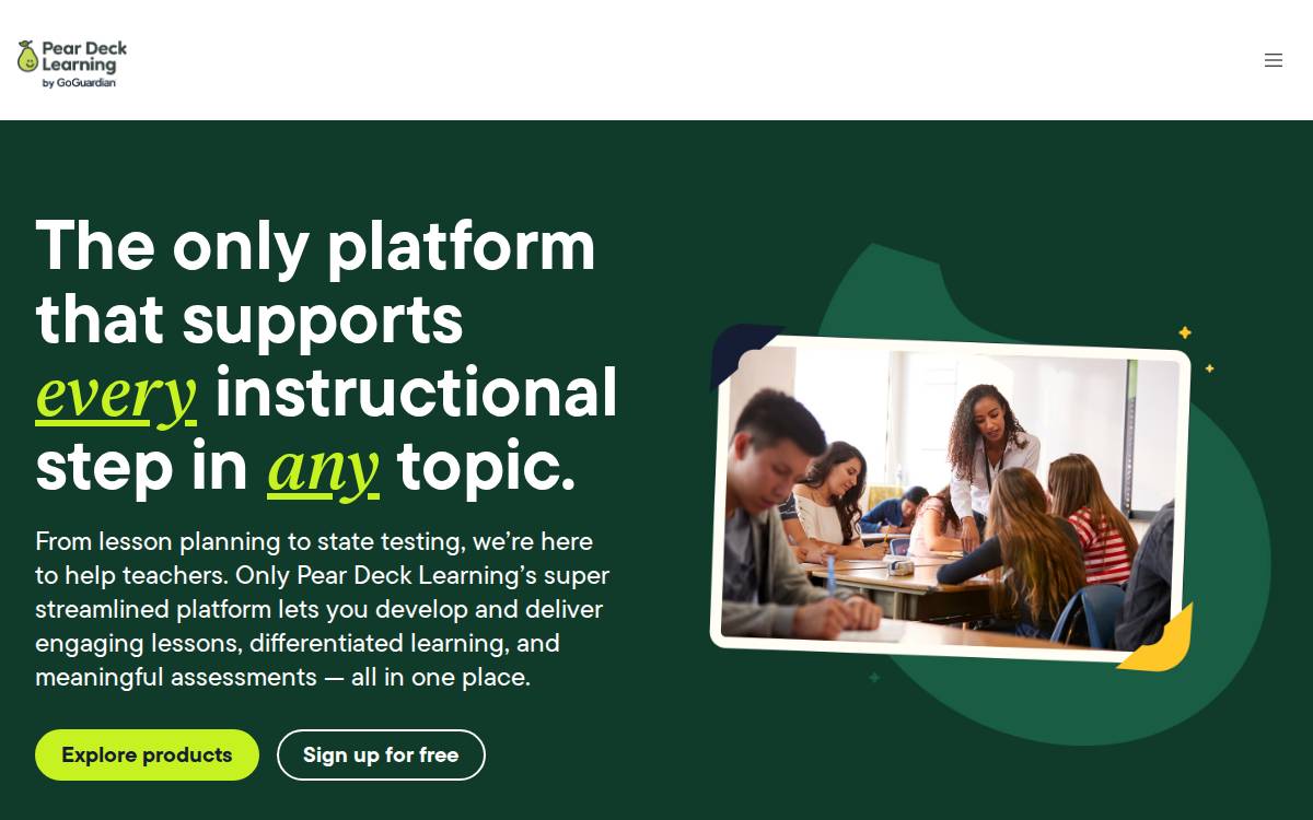 Pear Deck website preview