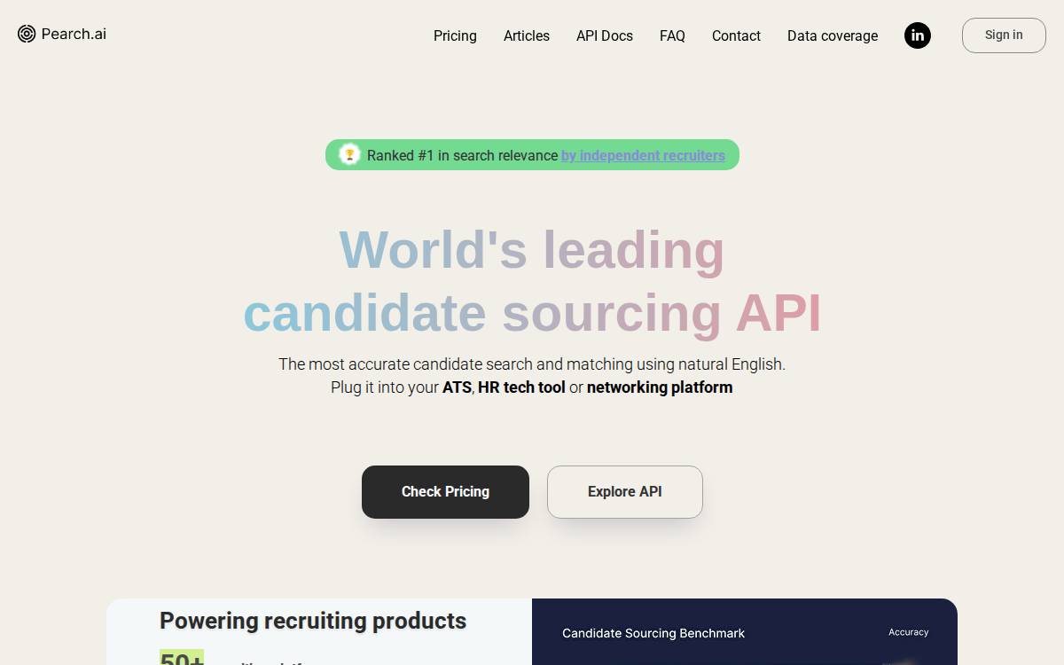 Pearch website preview