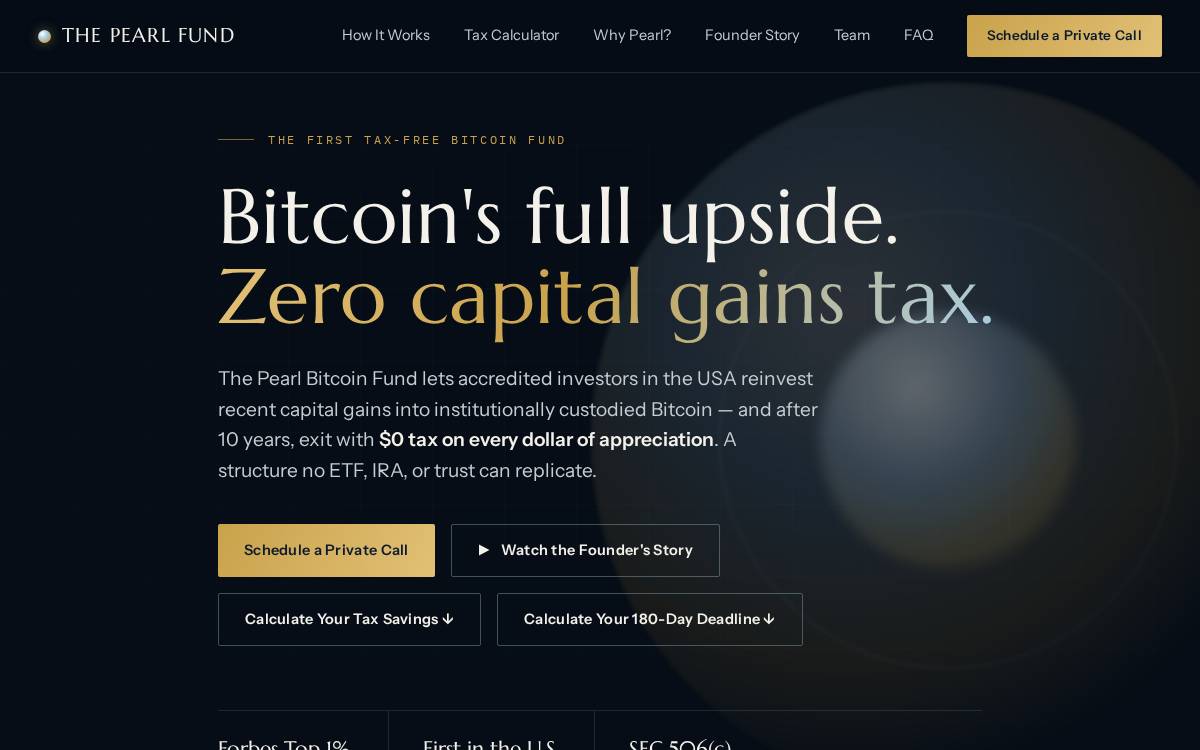 Pearl Bitcoin website preview