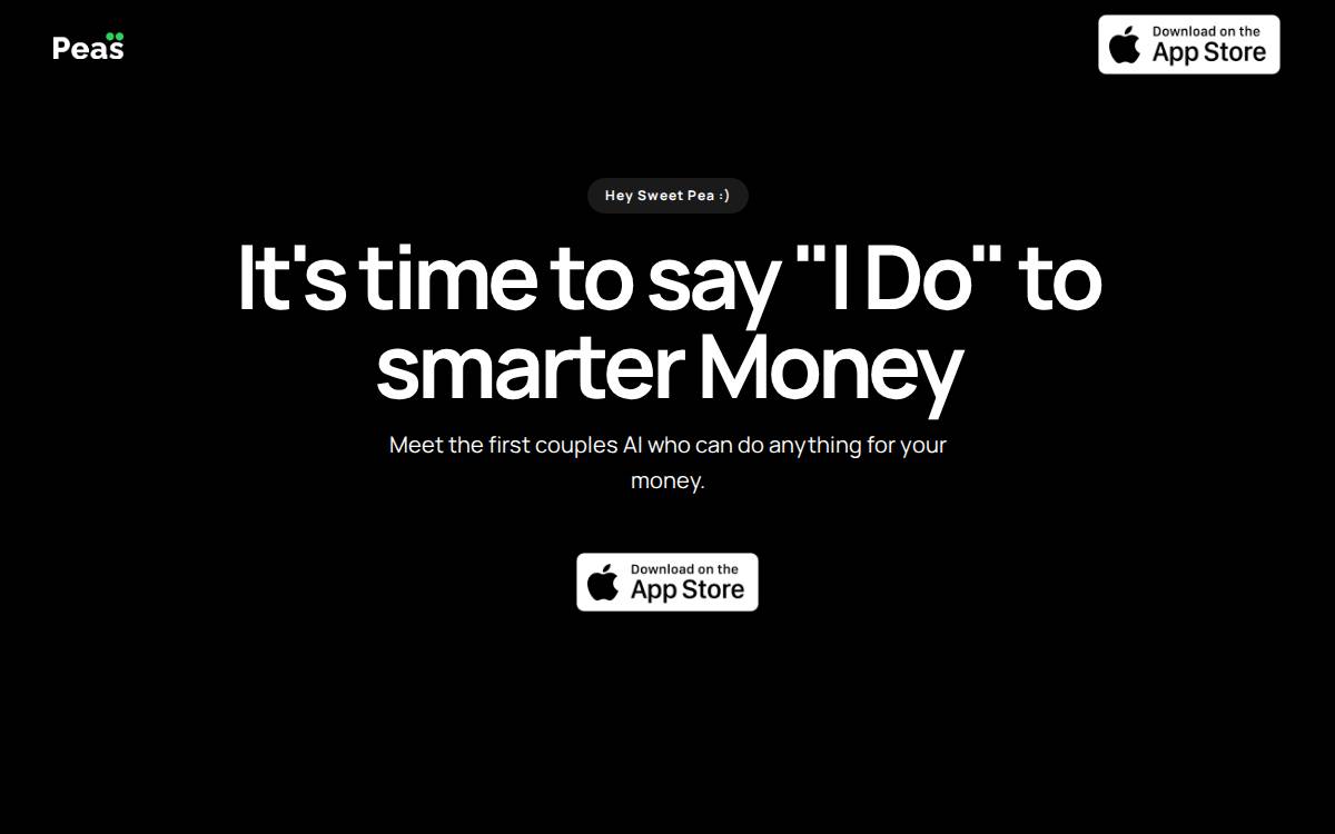 Peas Financial website preview