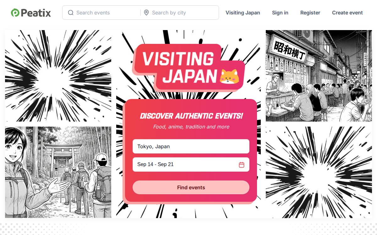 Peatix website preview