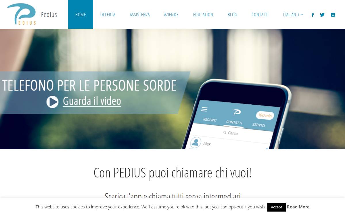 Pedius website preview