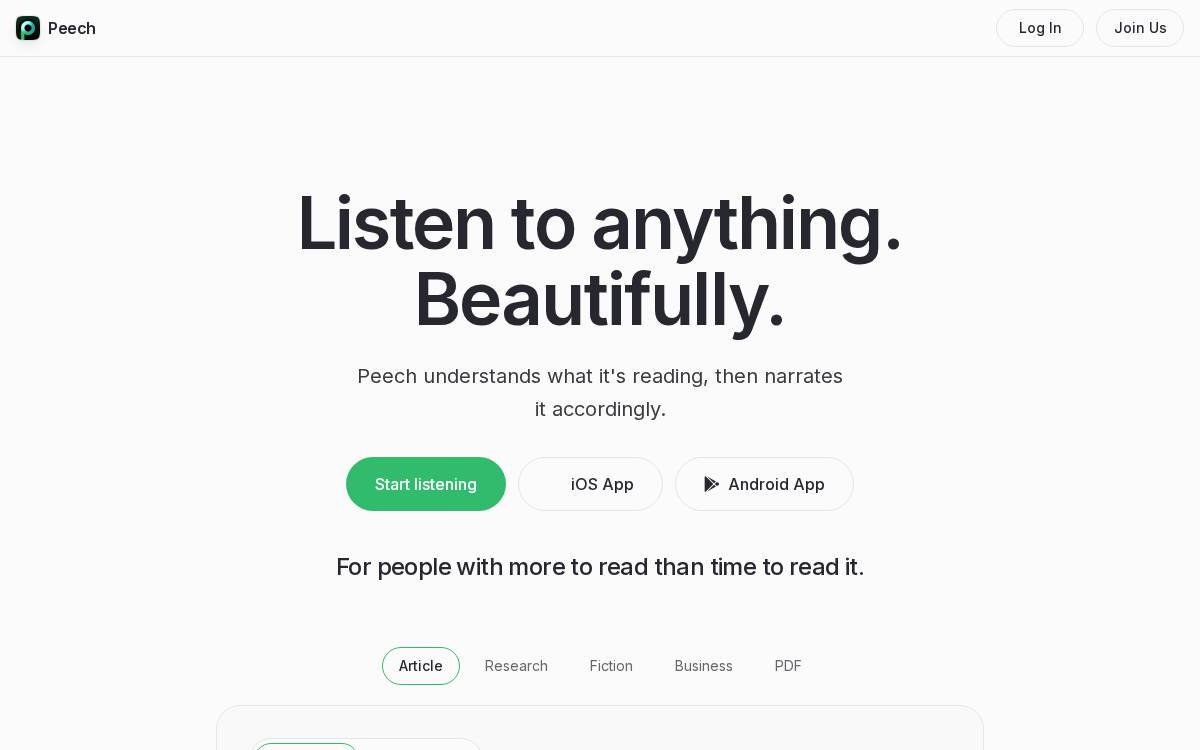 Peech website preview