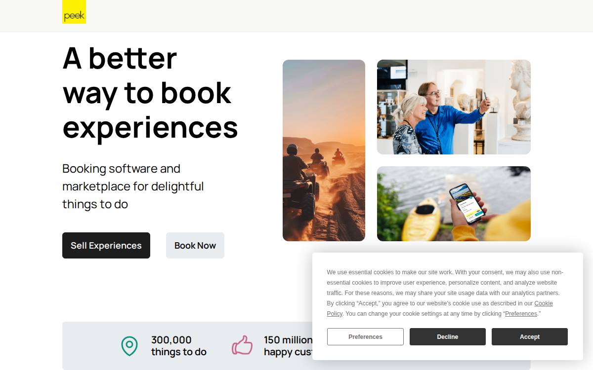 Peek Travel website preview