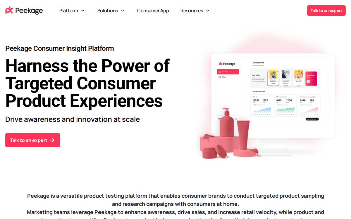 Peekage website preview