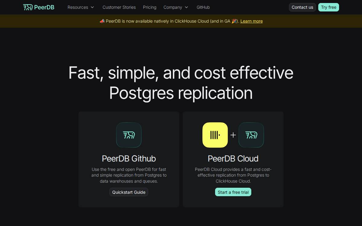 PeerDB website preview