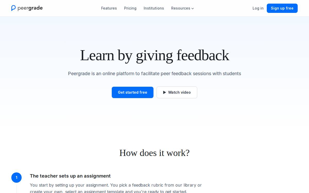 Peergrade website preview