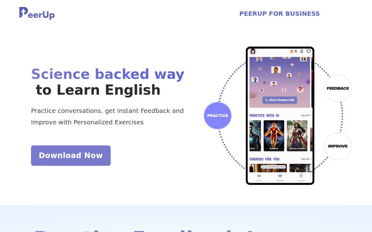 PeerUp website preview