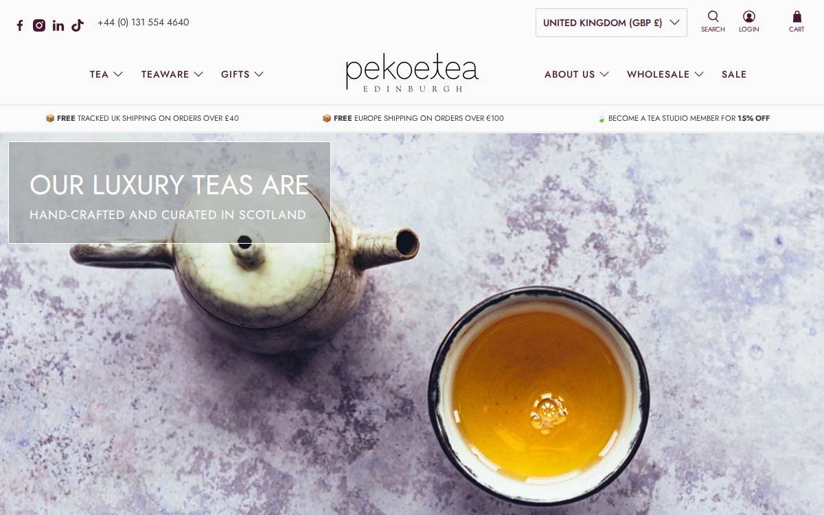PekoeTea website preview