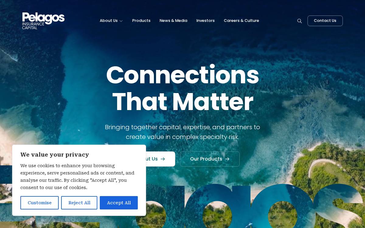 Pelagos Insurance Capital website preview