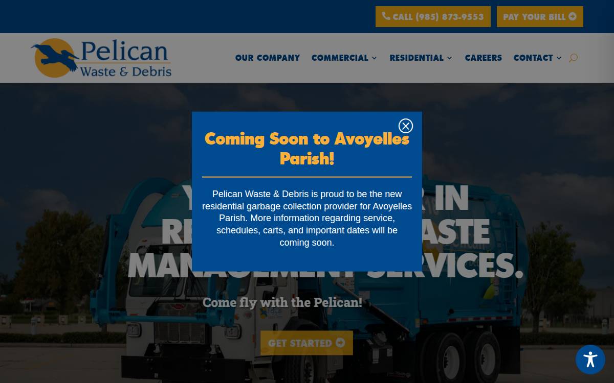 Pelican Waste & Debris, LLC website preview