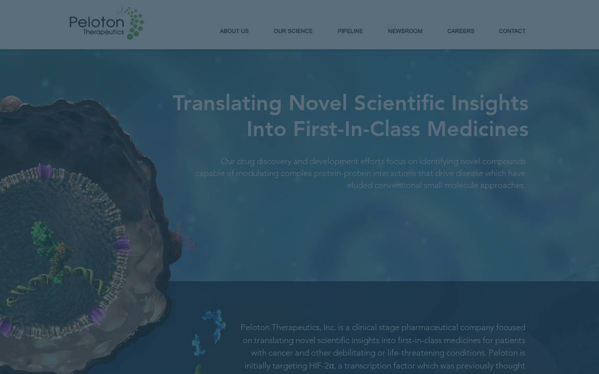 Peloton Therapeutics website preview
