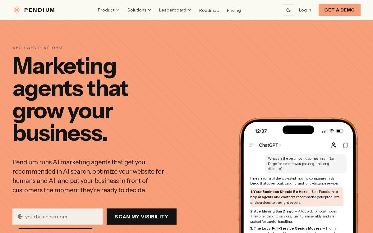 Pendium website preview