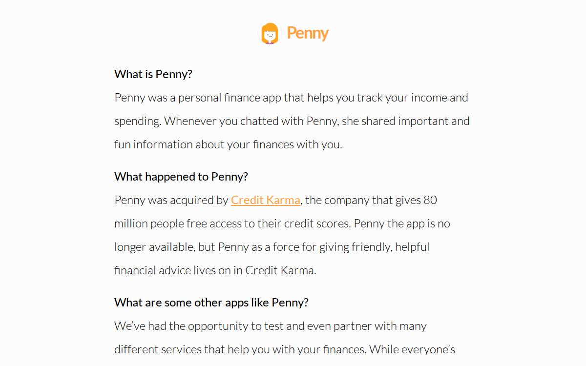 Penny website preview