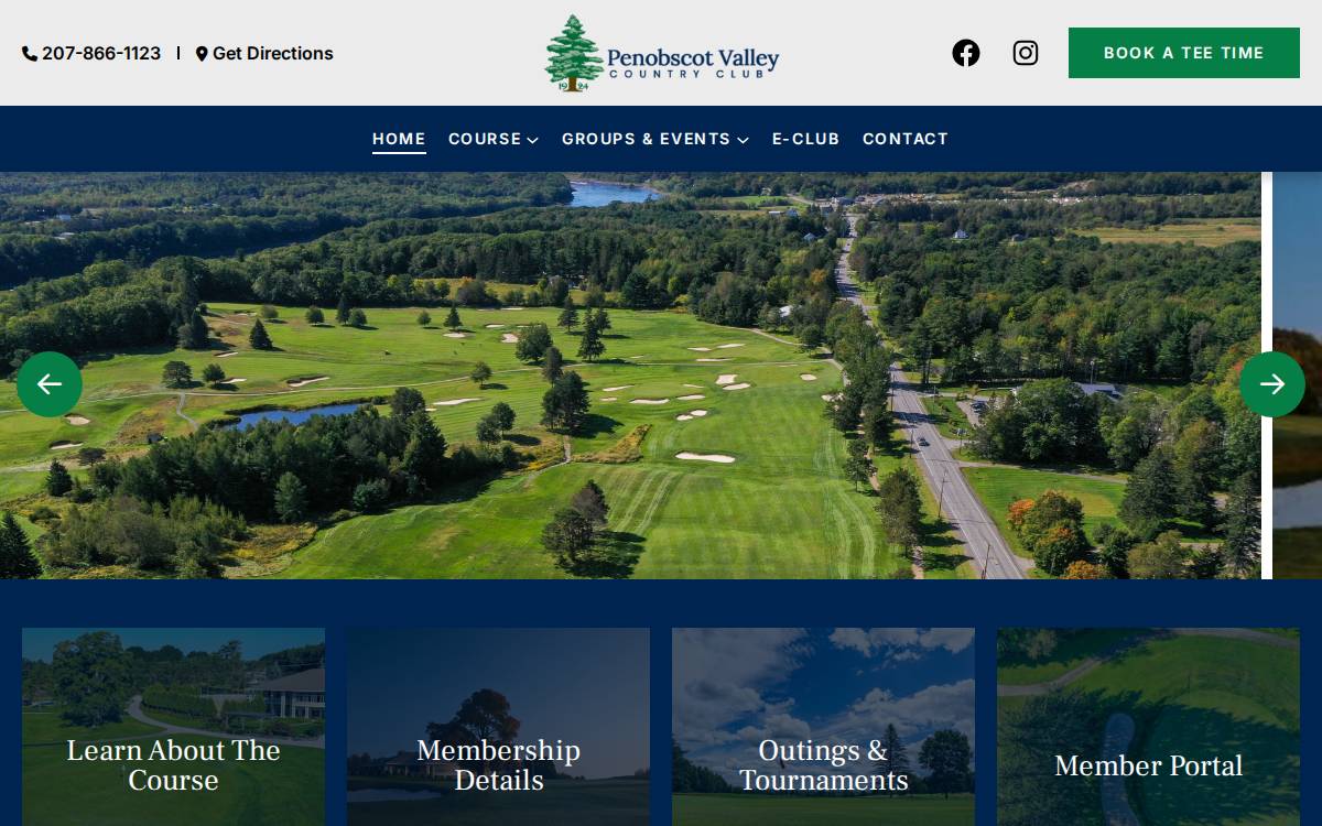 Penobscot Valley Country Club website preview