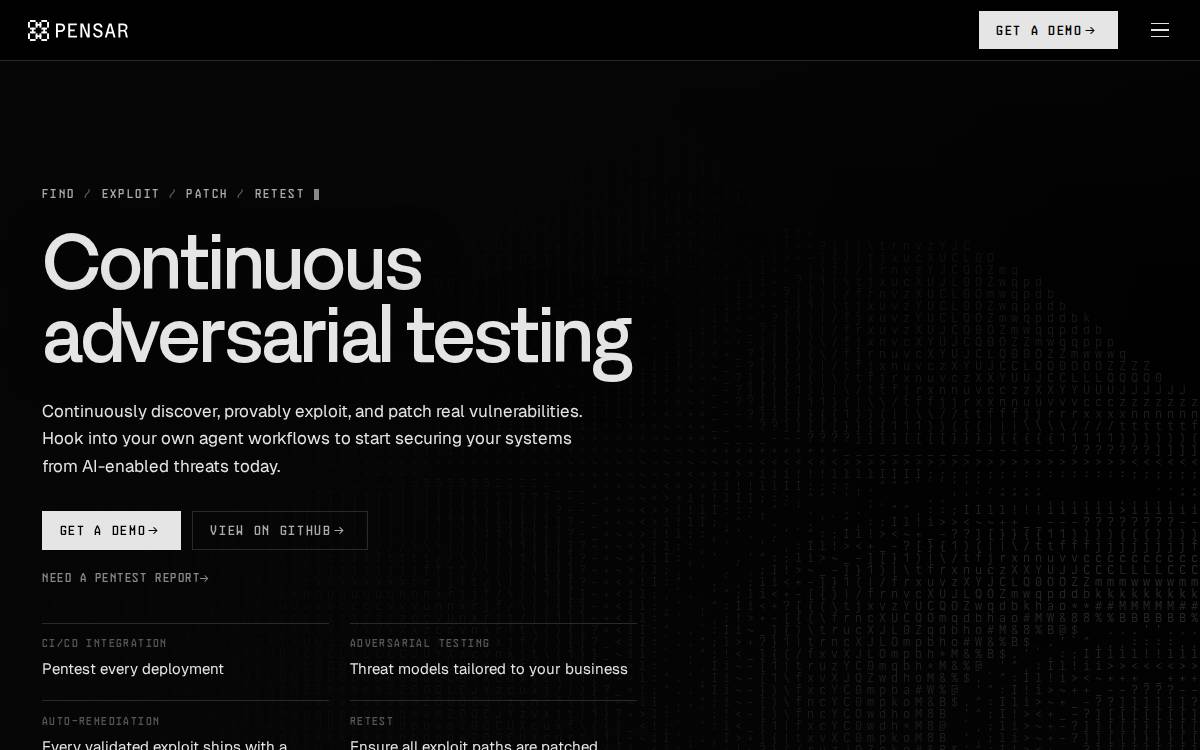 Pensar AI website preview