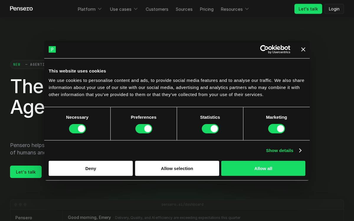 Pensero website preview