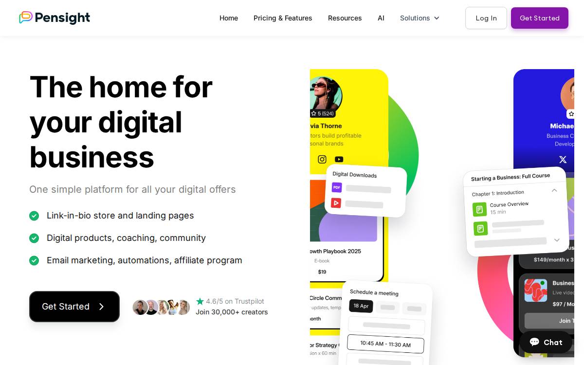 Pensight website preview